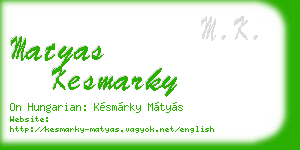 matyas kesmarky business card